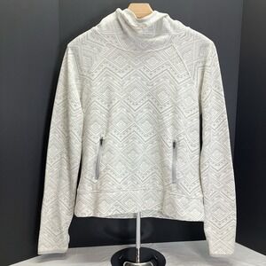 SO‎ Womens White & Gray Geo Print Light Hooded Cropped Sweatshirt Size M